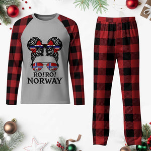 Ro Ro Norwegian Viking Ship Plaid Pajama Set Norway Flag Messy Bun Girl TS14 Buffalo Plaid Print Your Wear