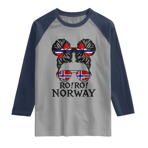 Ro Ro Norwegian Viking Ship Raglan Shirt Norway Flag Messy Bun Girl TS14 Sport Gray Navy Print Your Wear