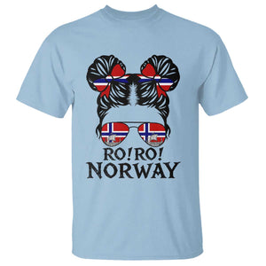Ro Ro Norwegian Viking Ship T Shirt Norway Flag Messy Bun Girl TS14 Light Blue Print Your Wear