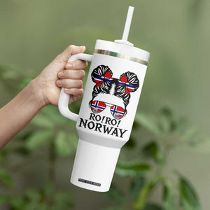 Ro Ro Norwegian Viking Ship Tumbler With Handle Norway Flag Messy Bun Girl TS14 Print Your Wear