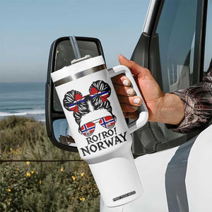Ro Ro Norwegian Viking Ship Tumbler With Handle Norway Flag Messy Bun Girl TS14 Print Your Wear