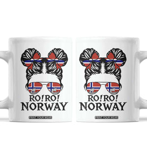 Ro Ro Norwegian Viking Ship Coffee Mug Norway Flag Messy Bun Girl TS14 White Print Your Wear