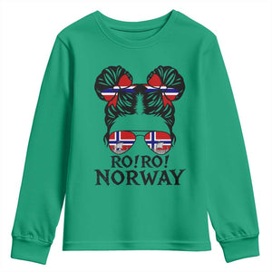 Ro Ro Norwegian Viking Ship Youth Sweatshirt Norway Flag Messy Bun Girl TS14 Irish Green Print Your Wear