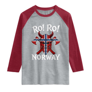 Ro Ro Norwegian Viking Blood Skull Norway Flag Pride Raglan Shirt TS14 Heather Gray Heather Red Print Your Wear