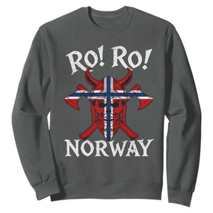 Ro Ro Norwegian Viking Blood Skull Norway Flag Pride Sweatshirt TS14 Dark Heather Print Your Wear