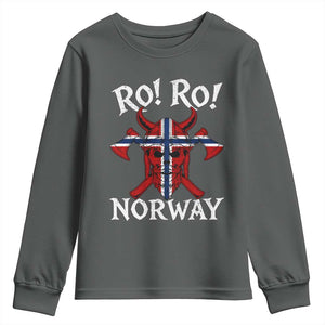 Ro Ro Norwegian Viking Blood Skull Norway Flag Pride Youth Sweatshirt TS14 Dark Heather Print Your Wear