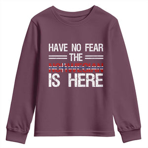 Have No Fear The Norwegian is Here Youth Sweatshirt Funny Norway Herriatge Gift TS14 Maroon Print Your Wear