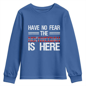 Have No Fear The Norwegian is Here Youth Sweatshirt Funny Norway Herriatge Gift TS14 Royal Blue Print Your Wear