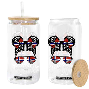 Ro Ro Norwegian Viking Ship Messy Bun Girl Glass Can TS14 Print Your Wear