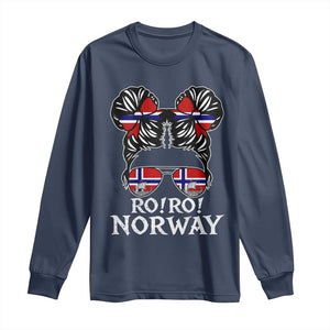 Ro Ro Norwegian Viking Ship Messy Bun Girl Long Sleeve Shirt TS14 Navy Print Your Wear