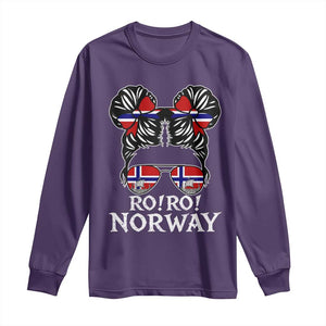 Ro Ro Norwegian Viking Ship Messy Bun Girl Long Sleeve Shirt TS14 Purple Print Your Wear