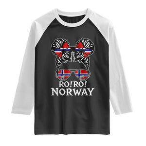 Ro Ro Norwegian Viking Ship Messy Bun Girl Raglan Shirt TS14 Black White Print Your Wear