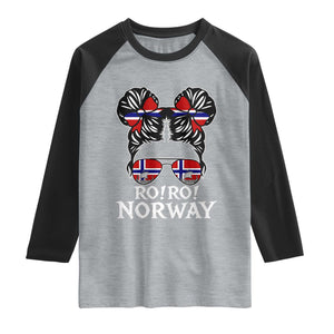 Ro Ro Norwegian Viking Ship Messy Bun Girl Raglan Shirt TS14 Heather Gray Black Print Your Wear
