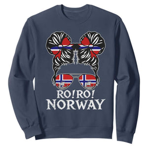 Ro Ro Norwegian Viking Ship Messy Bun Girl Sweatshirt TS14 Navy Print Your Wear