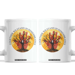 MMIW Red Hand Indigenous Native American Coffee Mug Together We Stand In Remembrance TS14 White Print Your Wear