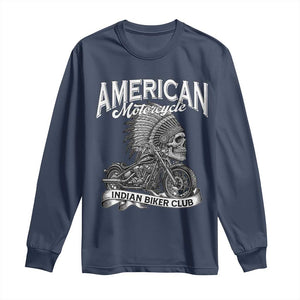 American Mortocycle Indian Native Bikes Club Long Sleeve Shirt TS14 Navy Print Your Wear