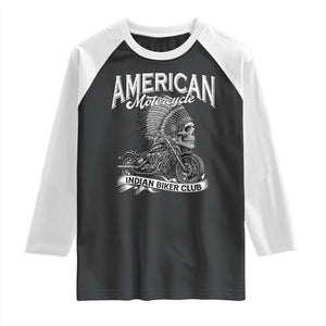 American Mortocycle Indian Native Bikes Club Raglan Shirt TS14 Black White Print Your Wear