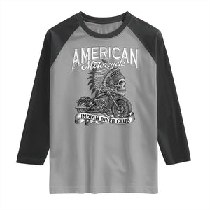American Mortocycle Indian Native Bikes Club Raglan Shirt TS14 Sport Gray Black Print Your Wear