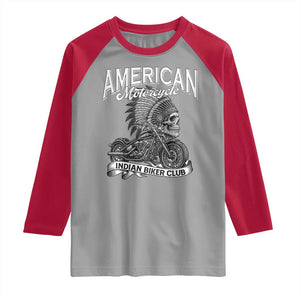 American Mortocycle Indian Native Bikes Club Raglan Shirt TS14 Sport Gray Red Print Your Wear