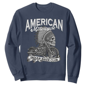 American Mortocycle Indian Native Bikes Club Sweatshirt TS14 Navy Print Your Wear