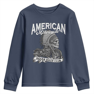 American Mortocycle Indian Native Bikes Club Youth Sweatshirt TS14 Navy Print Your Wear