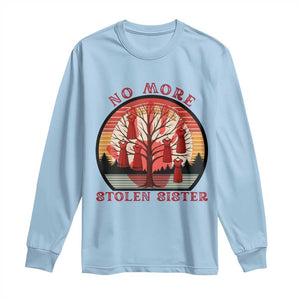No More Stolen Sister Long Sleeve Shirt Red Hand MMIW Awareness America Native TS14 Light Blue Print Your Wear