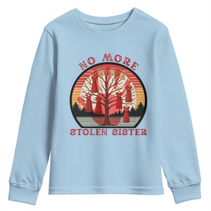 No More Stolen Sister Youth Sweatshirt Red Hand MMIW Awareness America Native TS14 Light Blue Print Your Wear