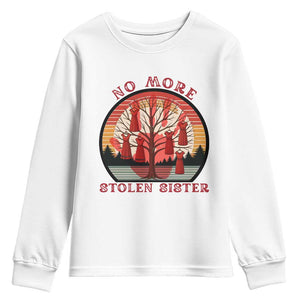 No More Stolen Sister Youth Sweatshirt Red Hand MMIW Awareness America Native TS14 White Print Your Wear