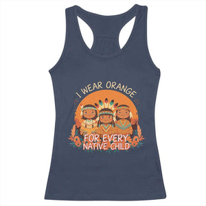 Native American Child Racerback Tank Top I Wear Orange For Every Native Child TS14 Navy Print Your Wear