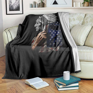 Indian Chief Native American USA Flag Throw Blanket TS14 Print Your Wear