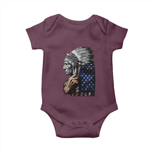 Indian Chief Native American USA Flag Baby Onesie TS14 Maroon Print Your Wear