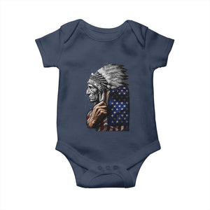 Indian Chief Native American USA Flag Baby Onesie TS14 Navy Print Your Wear