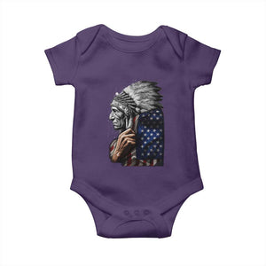 Indian Chief Native American USA Flag Baby Onesie TS14 Purple Print Your Wear