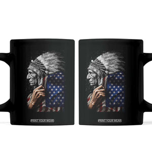 Indian Chief Native American USA Flag Coffee Mug TS14 Black Print Your Wear