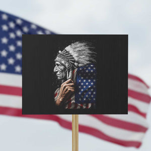 Indian Chief Native American USA Flag Protest Sign TS14 Horizontal 18" × 24" Black Print Your Wear