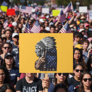 Indian Chief Native American USA Flag Protest Sign TS14 Horizontal 18" × 24" Yellow Print Your Wear