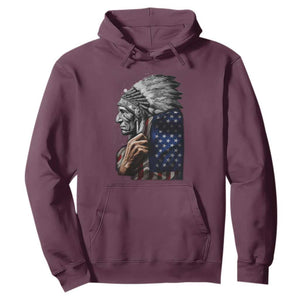 Indian Chief Native American USA Flag Hoodie TS14 Maroon Print Your Wear