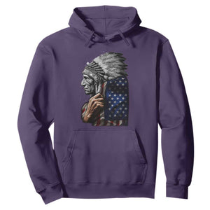 Indian Chief Native American USA Flag Hoodie TS14 Purple Print Your Wear