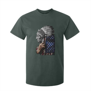 Indian Chief Native American USA Flag T Shirt For Kid TS14 Dark Forest Green Print Your Wear