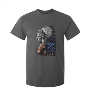 Indian Chief Native American USA Flag T Shirt For Kid TS14 Dark Heather Print Your Wear