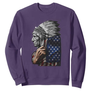 Indian Chief Native American USA Flag Sweatshirt TS14 Purple Print Your Wear