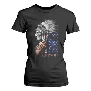 Indian Chief Native American USA Flag T Shirt For Women TS14 Black Print Your Wear