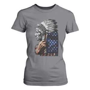 Indian Chief Native American USA Flag T Shirt For Women TS14 Charcoal Print Your Wear