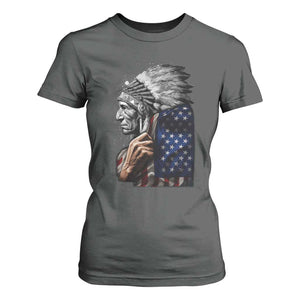 Indian Chief Native American USA Flag T Shirt For Women TS14 Dark Heather Print Your Wear