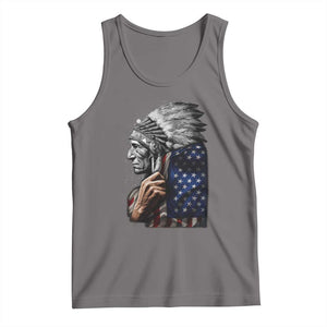 Indian Chief Native American USA Flag Tank Top TS14 Deep Heather Print Your Wear