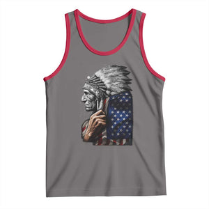Indian Chief Native American USA Flag Tank Top TS14 Deep Heather Red Print Your Wear