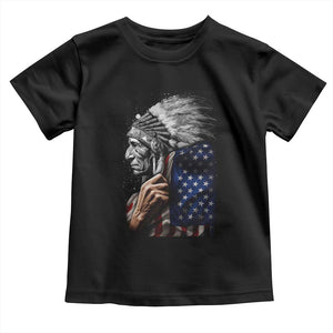 Indian Chief Native American USA Flag Toddler T Shirt TS14 Black Print Your Wear