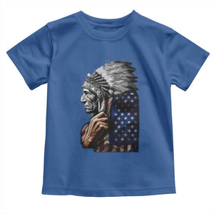 Indian Chief Native American USA Flag Toddler T Shirt TS14 Royal Blue Print Your Wear