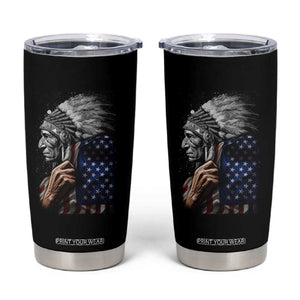 Indian Chief Native American USA Flag Tumbler Cup TS14 Black Print Your Wear