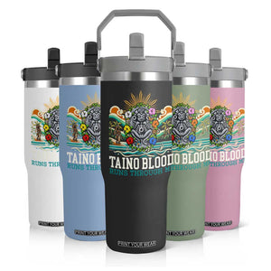 Indigenous Taino Warrior Puerto Rico Carribbean Culture Flip Straw Tumbler Taino Blood Runs Through Me TS14 Print Your Wear
